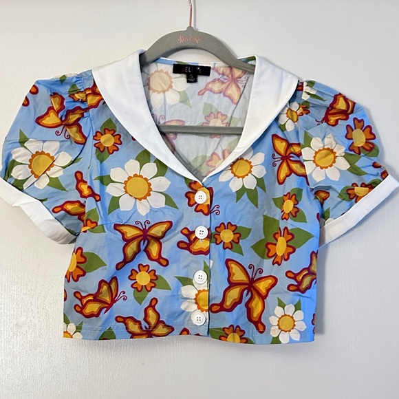 DELiA*s by Dolls Kill Just Add Sunshine Crop Shirt - Picture 1 of 3